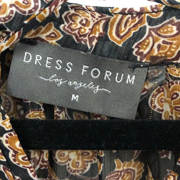 Dress Forum Brown Floral Ruffle Tiered Long Sleeve Dress M - Picture 3 of 11